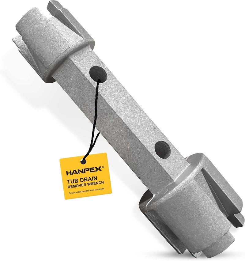 Hanpex Tub Drain Remover Wrench - Dual Ended for Bath & Shower Drains, Closet Spuds - Heavy Duty Aluminum - Image 1